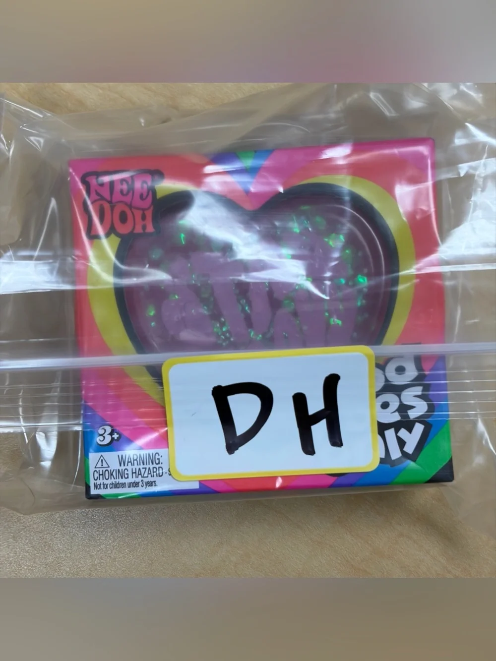 Nee Doh Good Vibes Only Pink Glitter Heart 